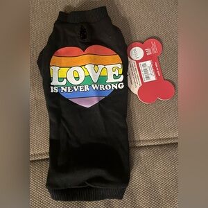 XS Pride Dog Tank - Black with Rainbow Heart NWT